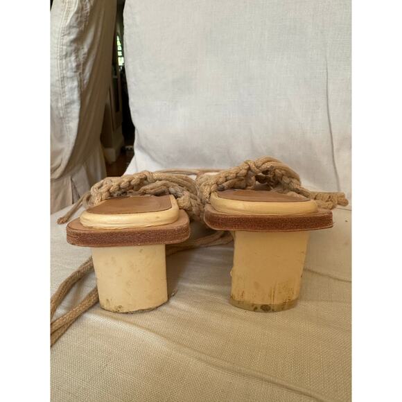 MIISTA Stephanie Coffee Milk Rope Sandal Heels Sz 40 - Picture 8 of 14